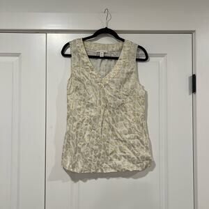 Saint Tropez West Women's Sleeveless Linen Tank‎ Cream Gold Size Medium